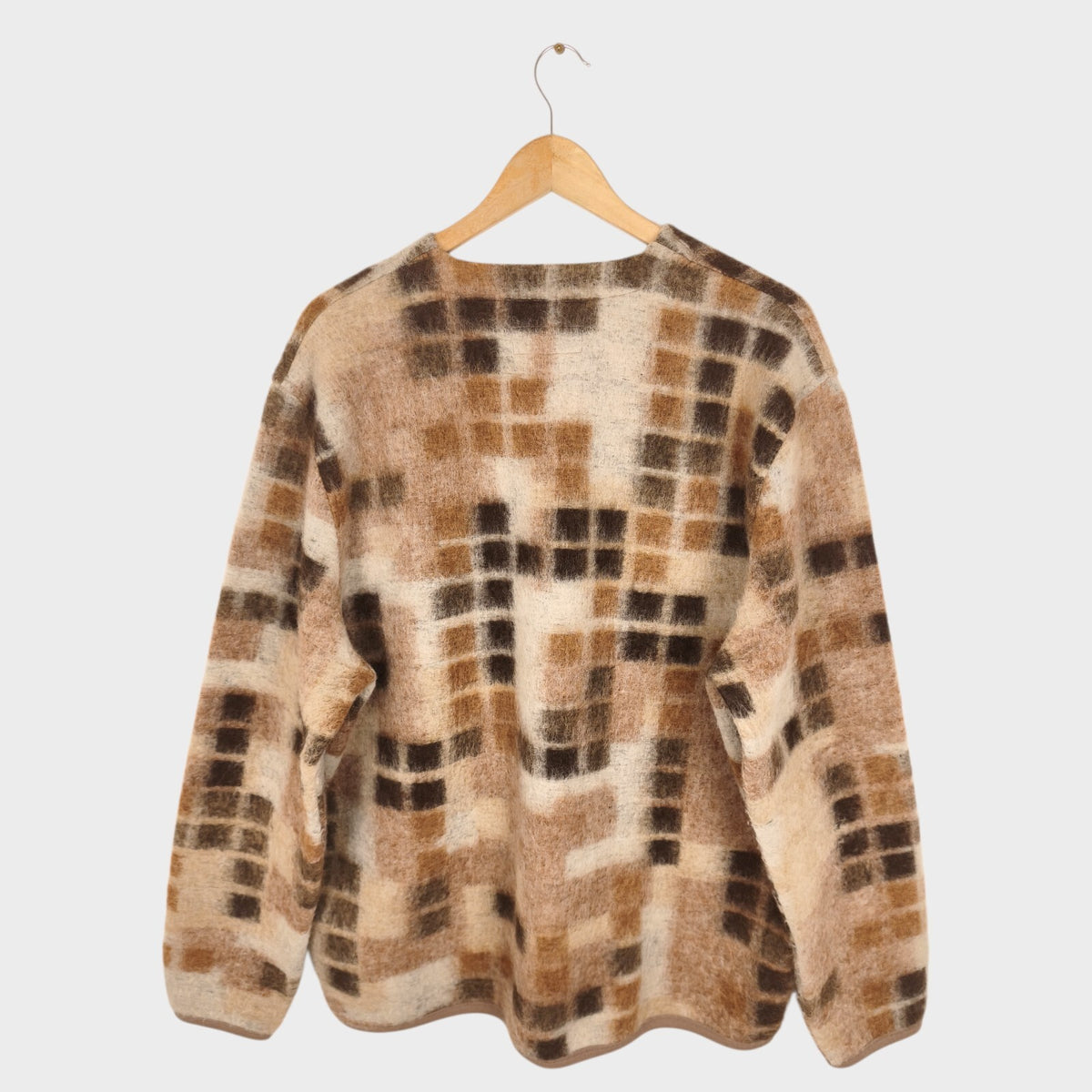 UNIVERSAL WORKS Men's Sand Mosaic Wool Fleece Cardigan