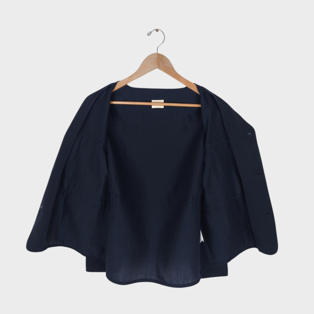 KABEL Men's Navy Blue Made in Japan 100% Wool/Linen V-Neck Utility Jacket