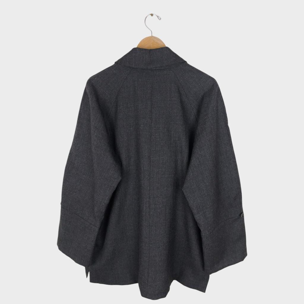 A VONTADE Men's Made in Japan Dark Grey Wool Robe Kimono Coat