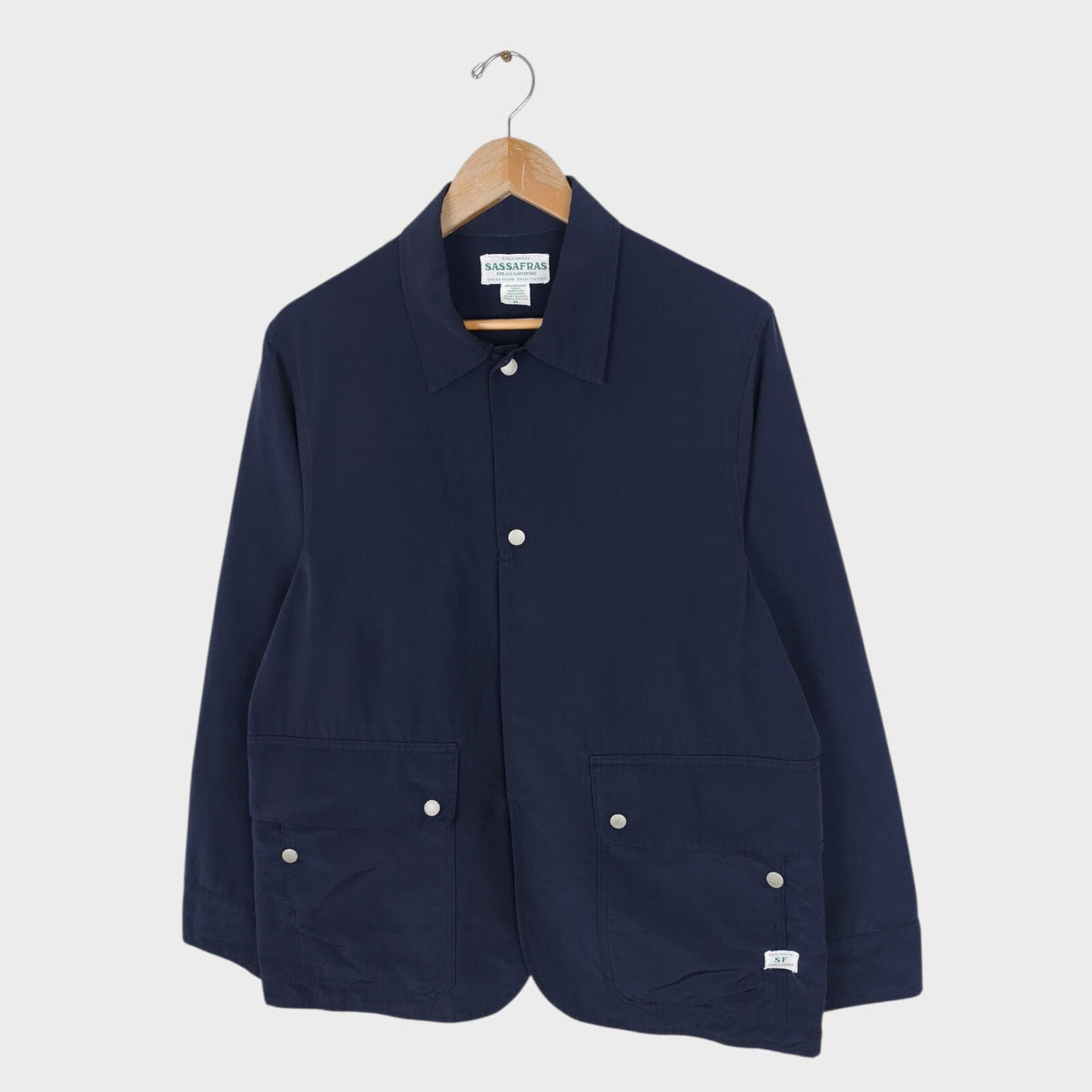 SASSAFRAS Men's Made in Japan Navy 60/40 Cotton Blend Fall Leaf Jacket