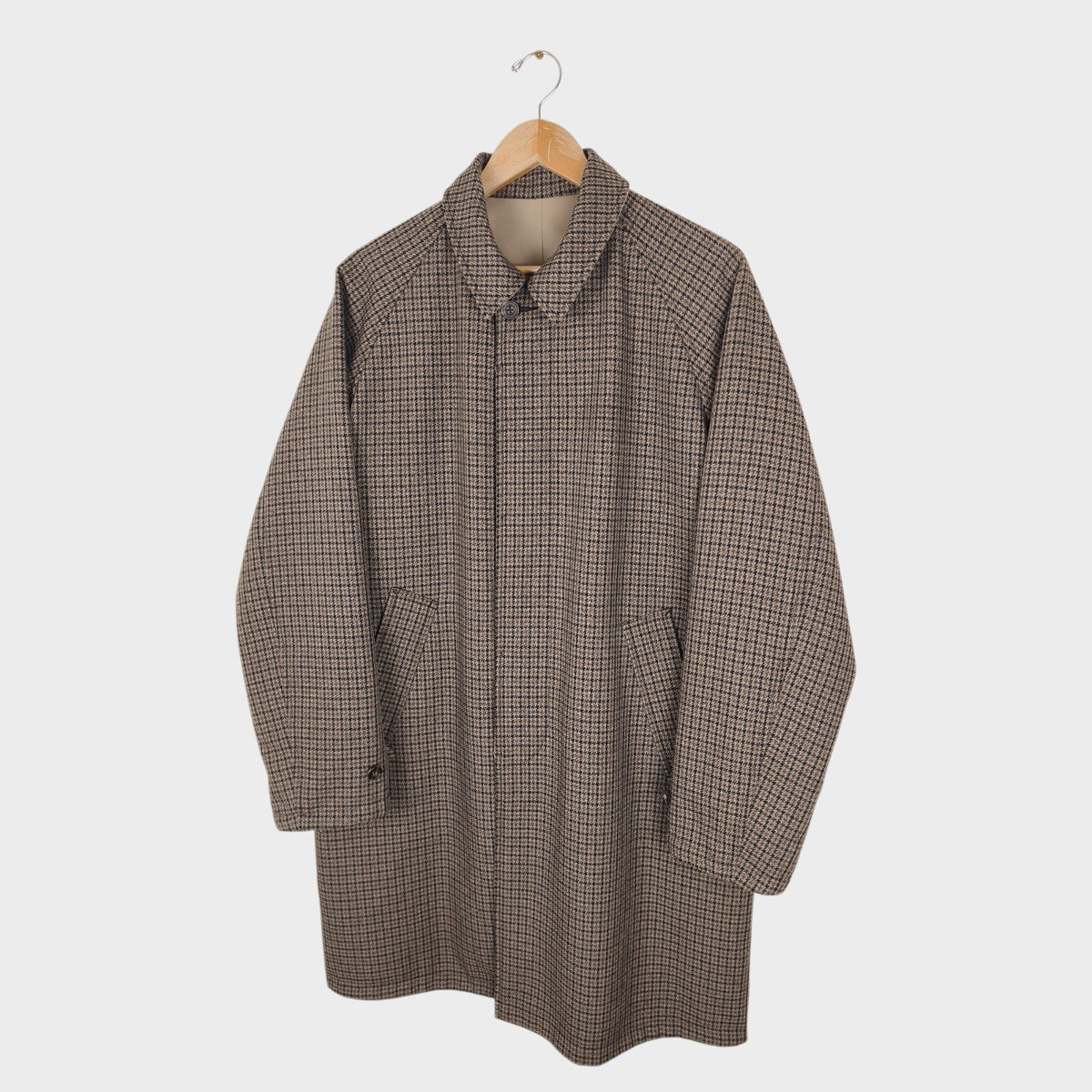 BEAMS PLUS Men's Dogtooth Heavyweight Reversible Balmacaan Coat
