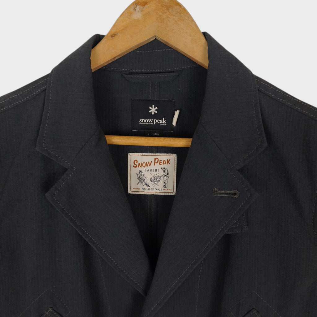 SNOW PEAK Men's Dark Grey Made in Japan Takibi Hunting Chore Jacket
