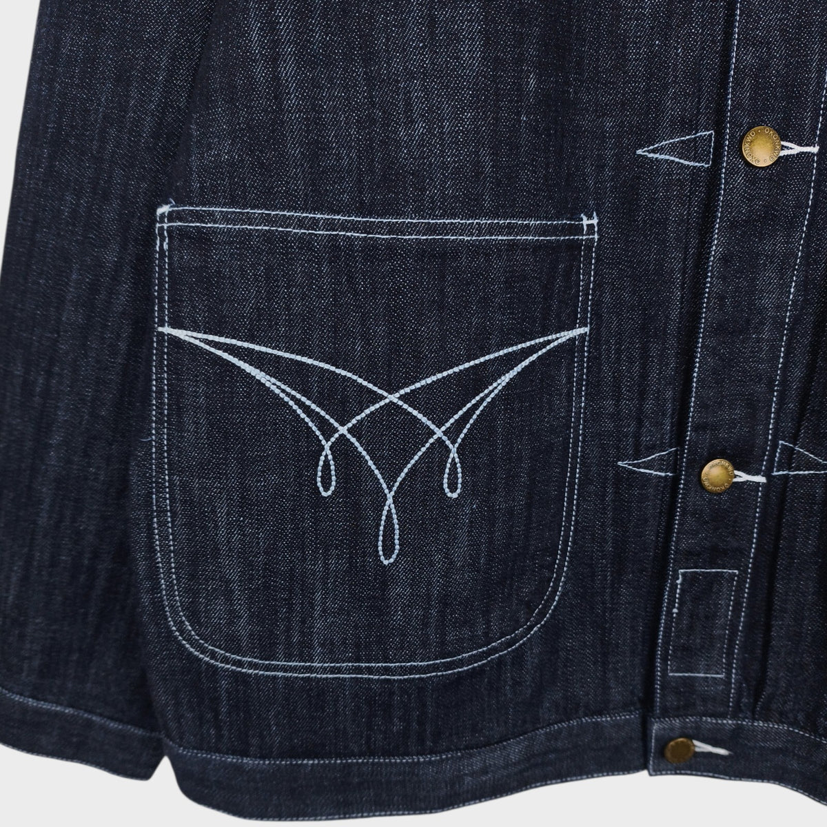 OKONKWO MFG Men's Dark Blue Embroidered Western Denim Jacket