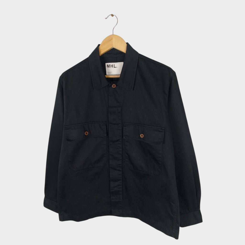 MHL MARGARET HOWELL Men's Black Cotton Twill Utility Overshirt