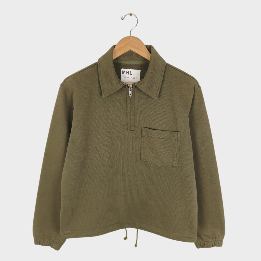 MHL MARGARET HOWELL Women's Olive Green Dry Loopback Jersey Track Sweatshirt