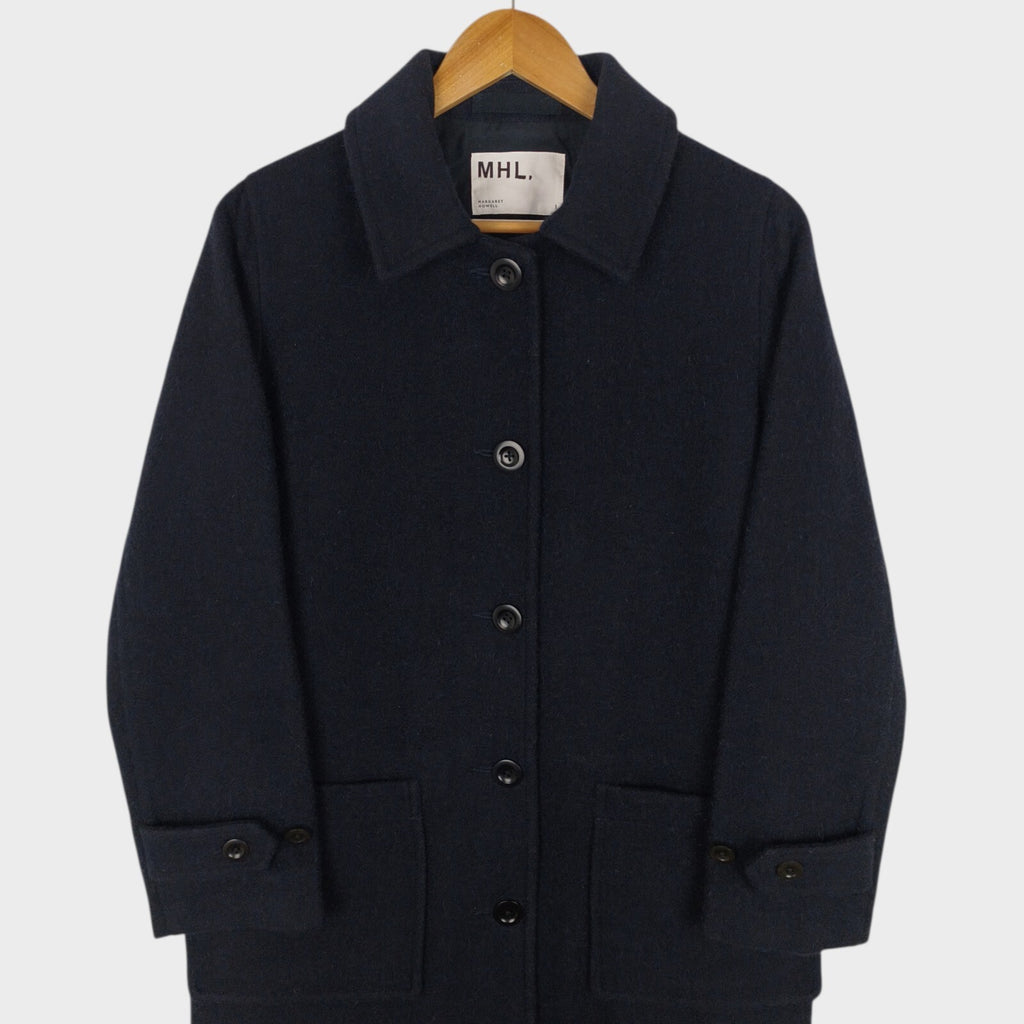 MHL MARGARET HOWELL Women's Navy Blue 100% Wool Coat