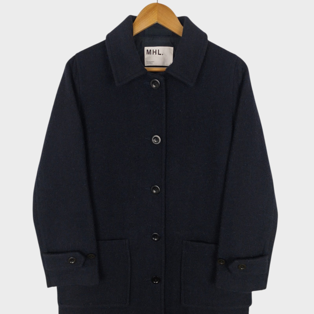 MHL MARGARET HOWELL Women's Navy Blue 100% Wool Coat