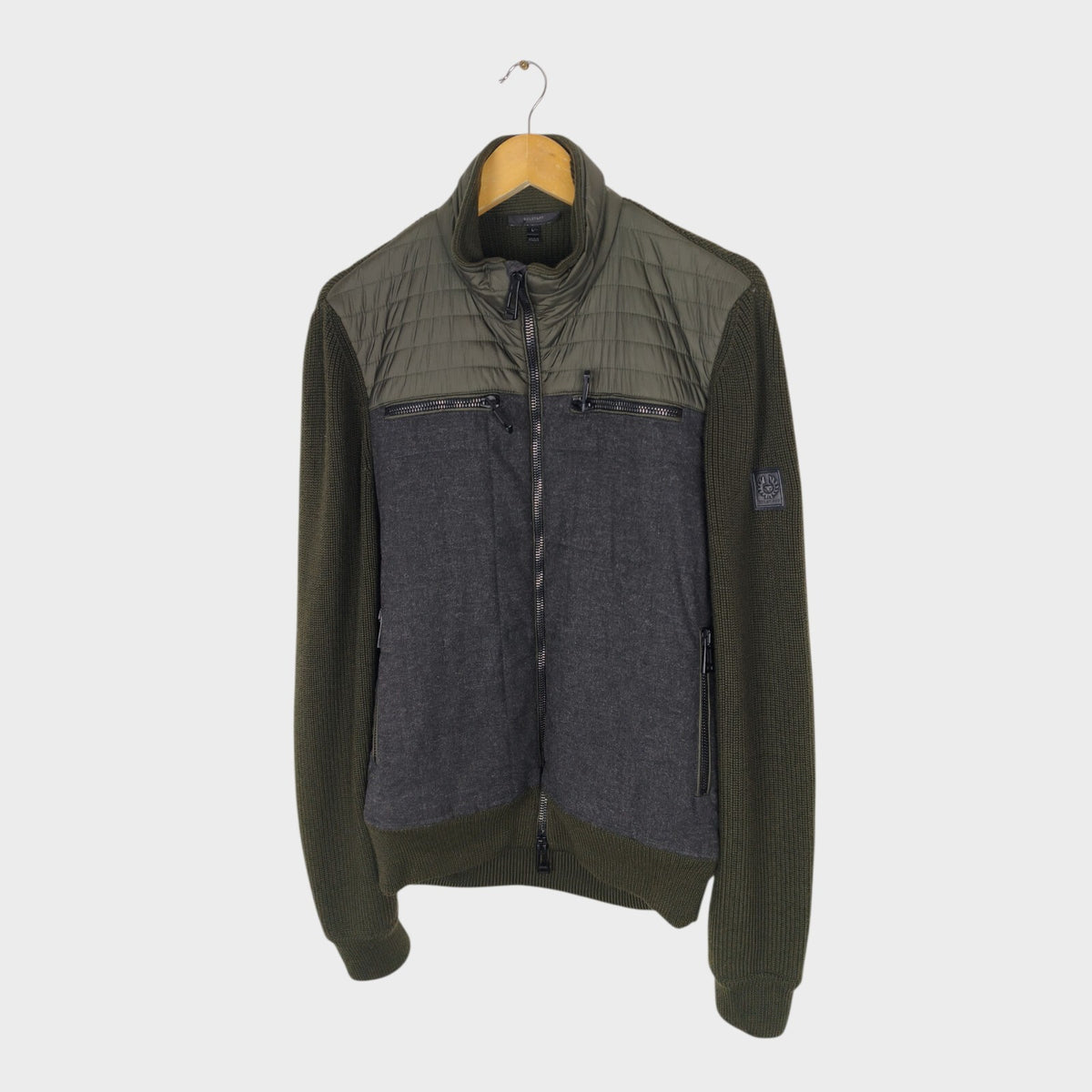 BELSTAFF Men's Khaki/Grey Heavyweight Wool Hybrid Jacket