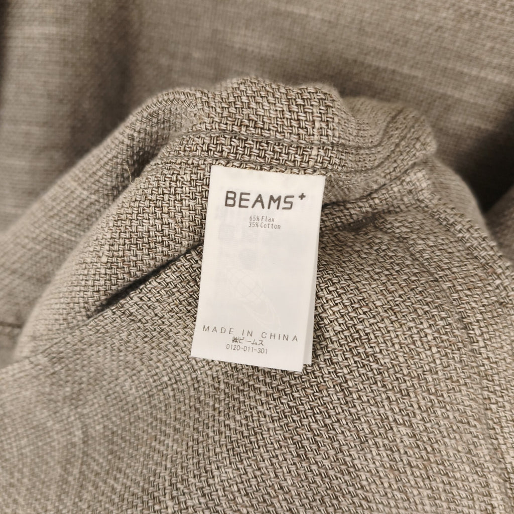 BEAMS PLUS Men's Beige Linen/Cotton Blend Knitted Chore Jacket