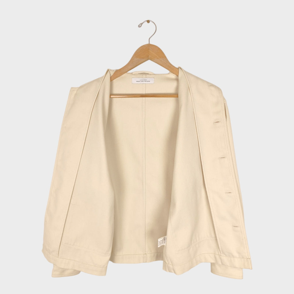 UNITED ARROWS Men's Ecru Mandarin Collar Chore Jacket