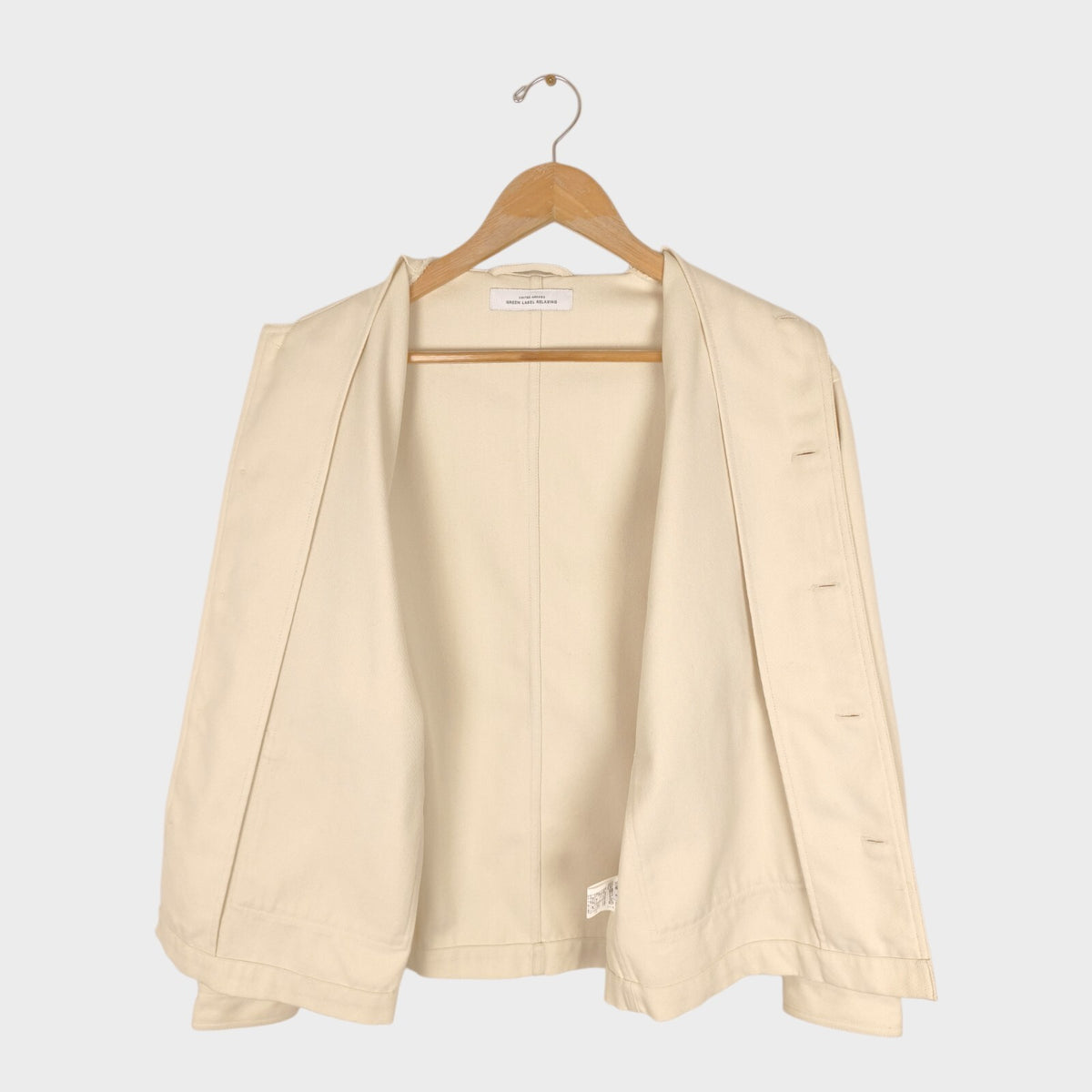 UNITED ARROWS Men's Ecru Mandarin Collar Chore Jacket