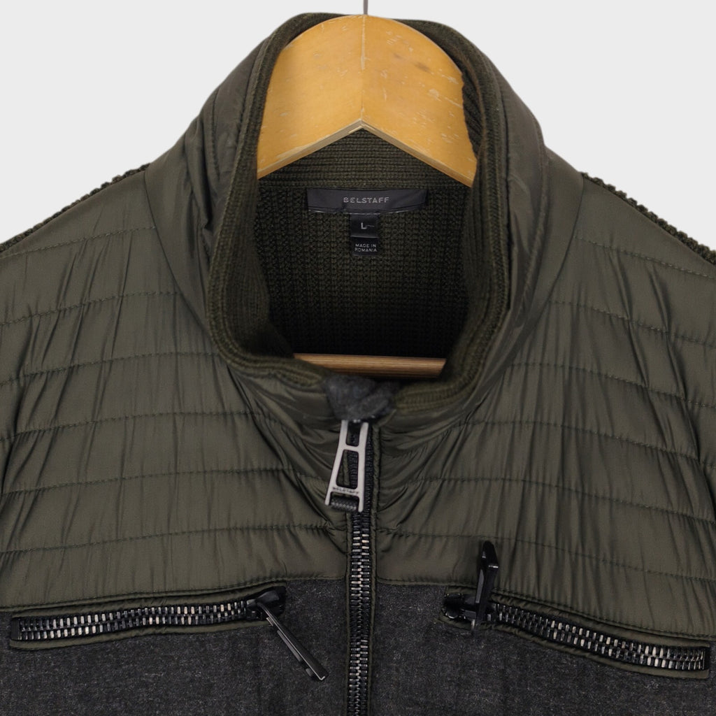 BELSTAFF Men's Khaki/Grey Heavyweight Wool Hybrid Jacket