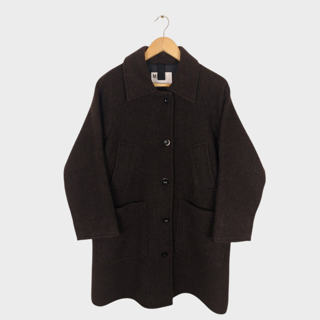 MHL MARGARET HOWELL Women's Dark Brown Heavyweight 100% Wool Coat