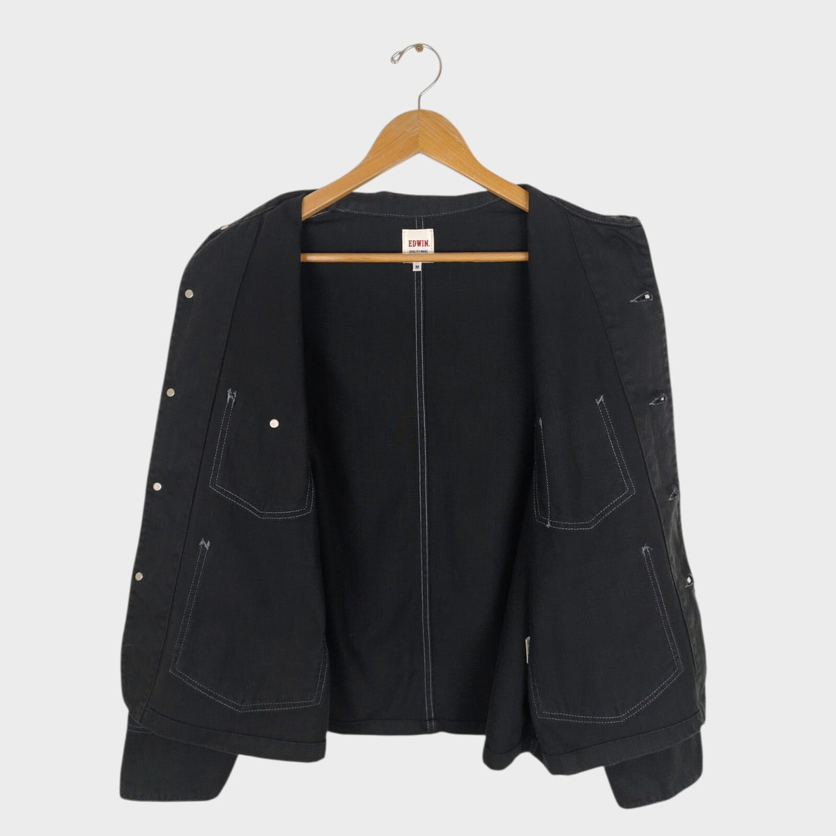 EDWIN Japan Men's Dark Grey Cropped Denim Chore Jacket