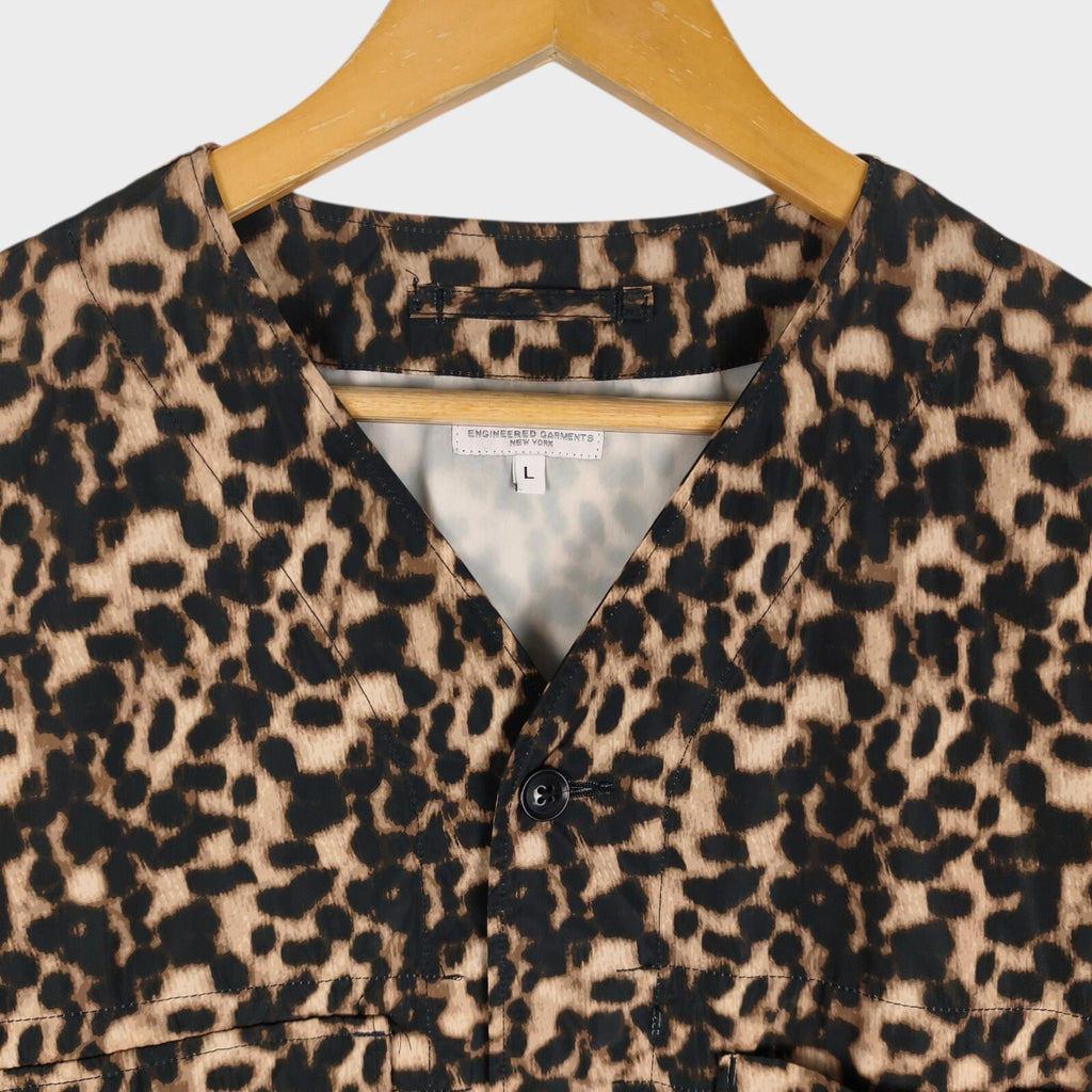 ENGINEERED GARMENTS Men's Made in USA Leopard Print Cardigan Jacket