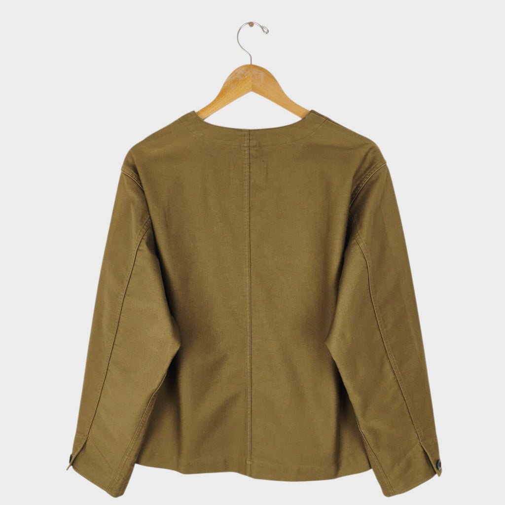 MHL MARGARET HOWELL Men's Khaki V-Neck Cotton Moleskin Jacket