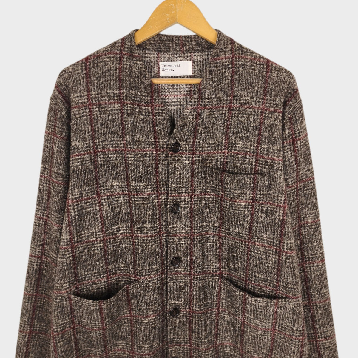 UNIVERSAL WORKS Men's Checked Wool Blend Cardigan