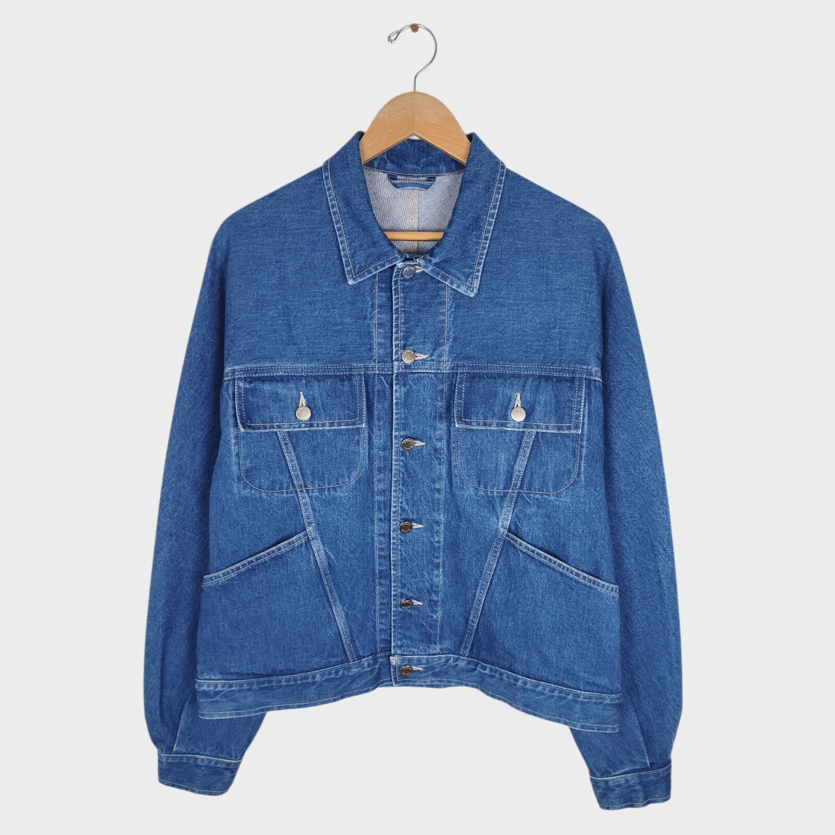 E.TAUTZ Men's Blue Made in England Cropped Core Denim Jacket