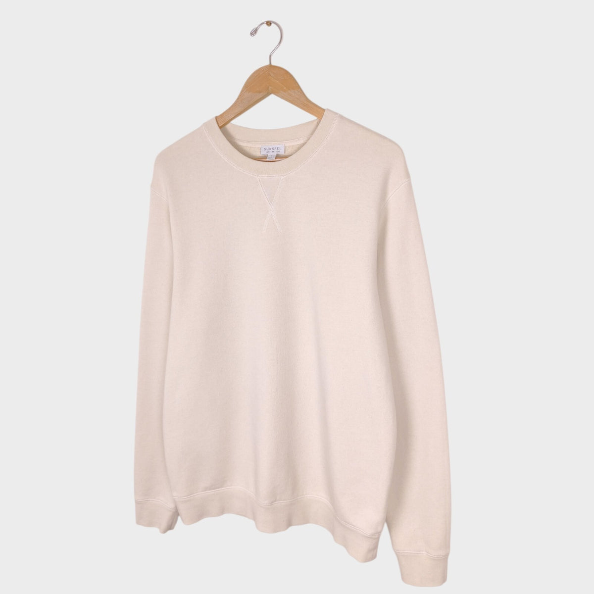 SUNSPEL Men's Cream Crewneck Cotton Sweatshirt