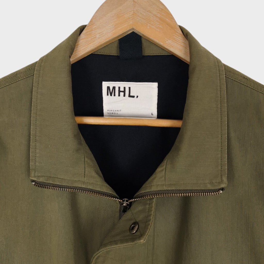 MHL MARGARET HOWELL Men's Green Cotton Blend Twill Blouson Jacket