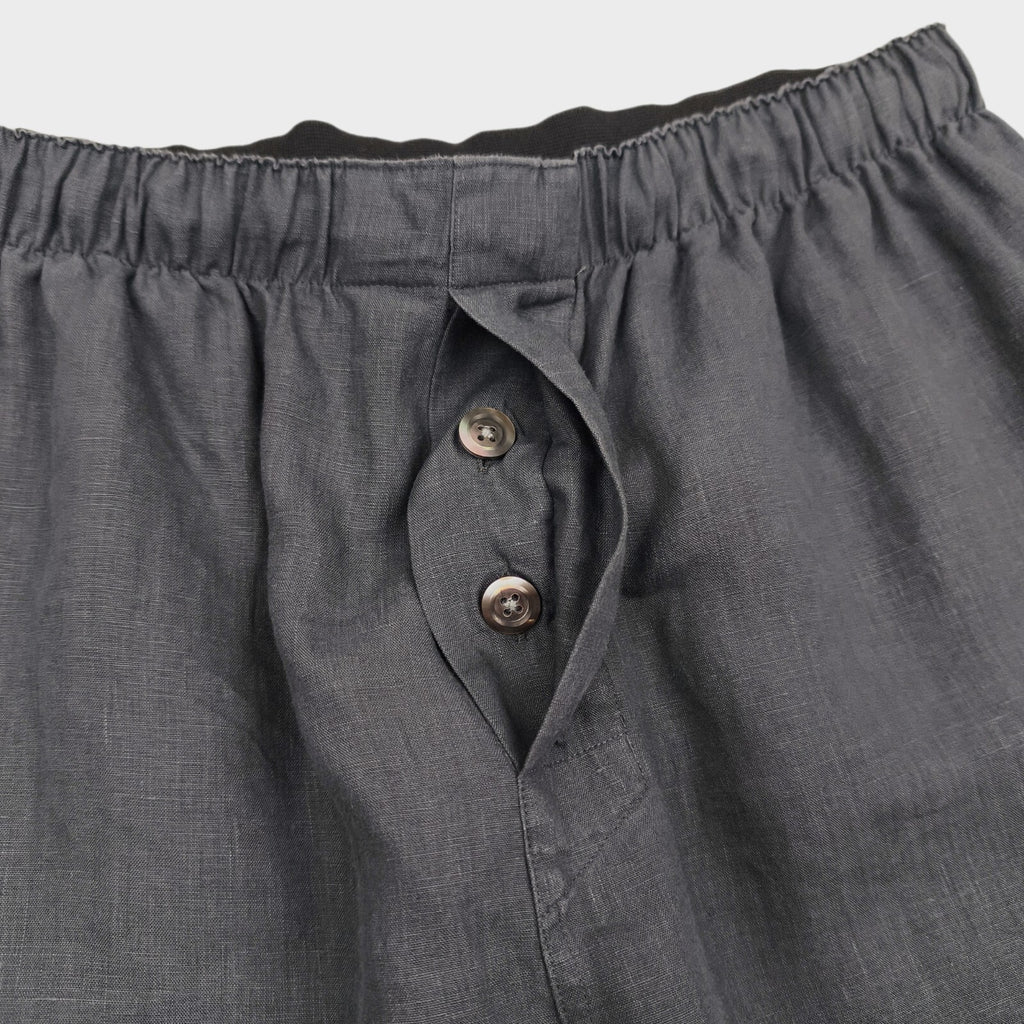 MARGARET HOWELL Men's Grey 100% Linen Elasticated Waist Shorts