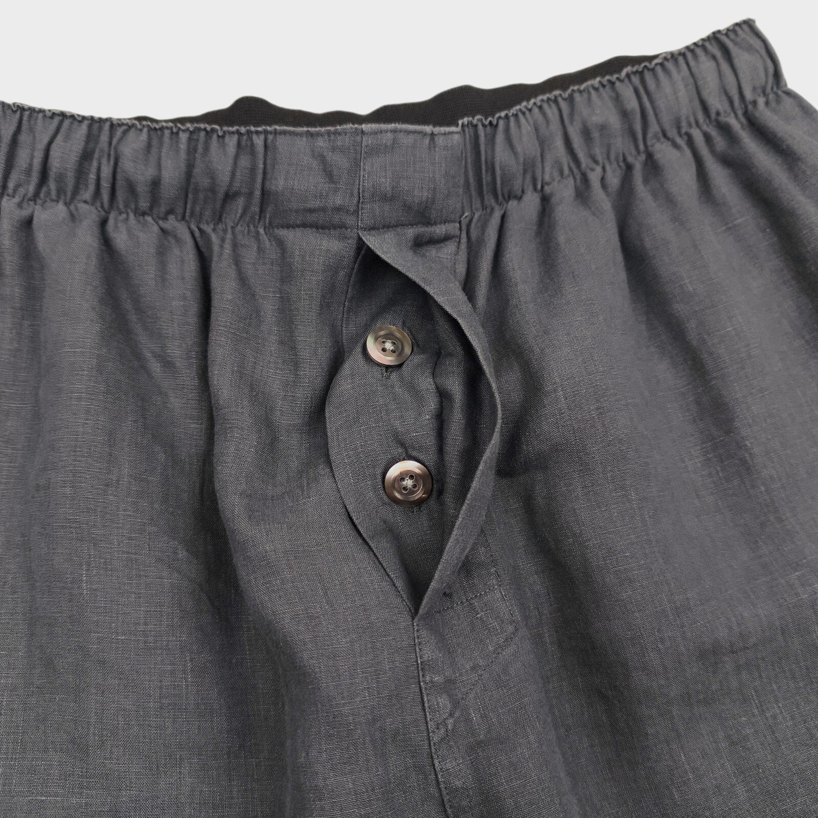 MARGARET HOWELL Men's Grey 100% Linen Elasticated Waist Shorts