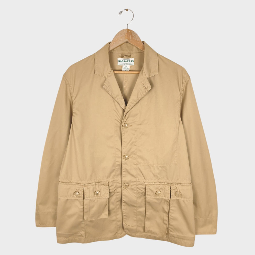 SASSAFRAS Men's Made in Japan Beige Cotton G.D.U. Leaf Jacket