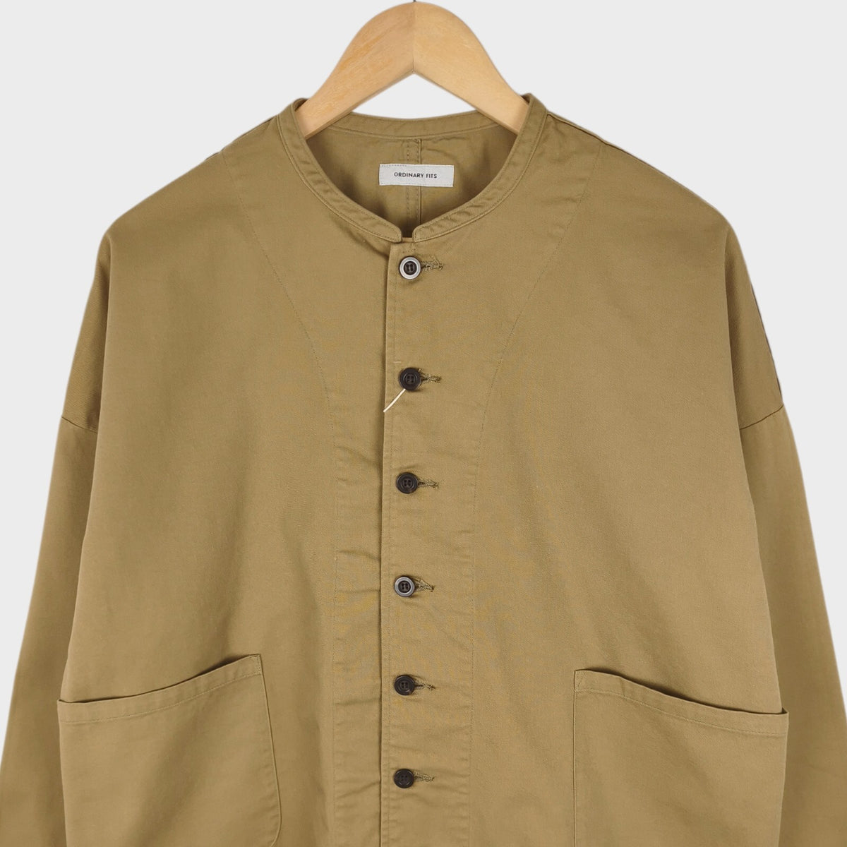 ORDINARY FITS Women's Made in Japan Beige Mandarin Collar Overshirt Jacket