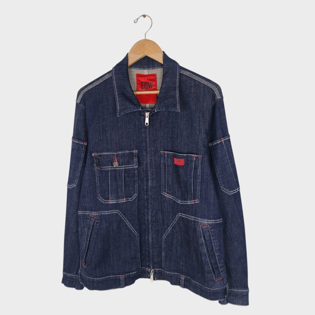 EDWIN Japan Men's Blue Denim Stretch Denim Utility Jacket