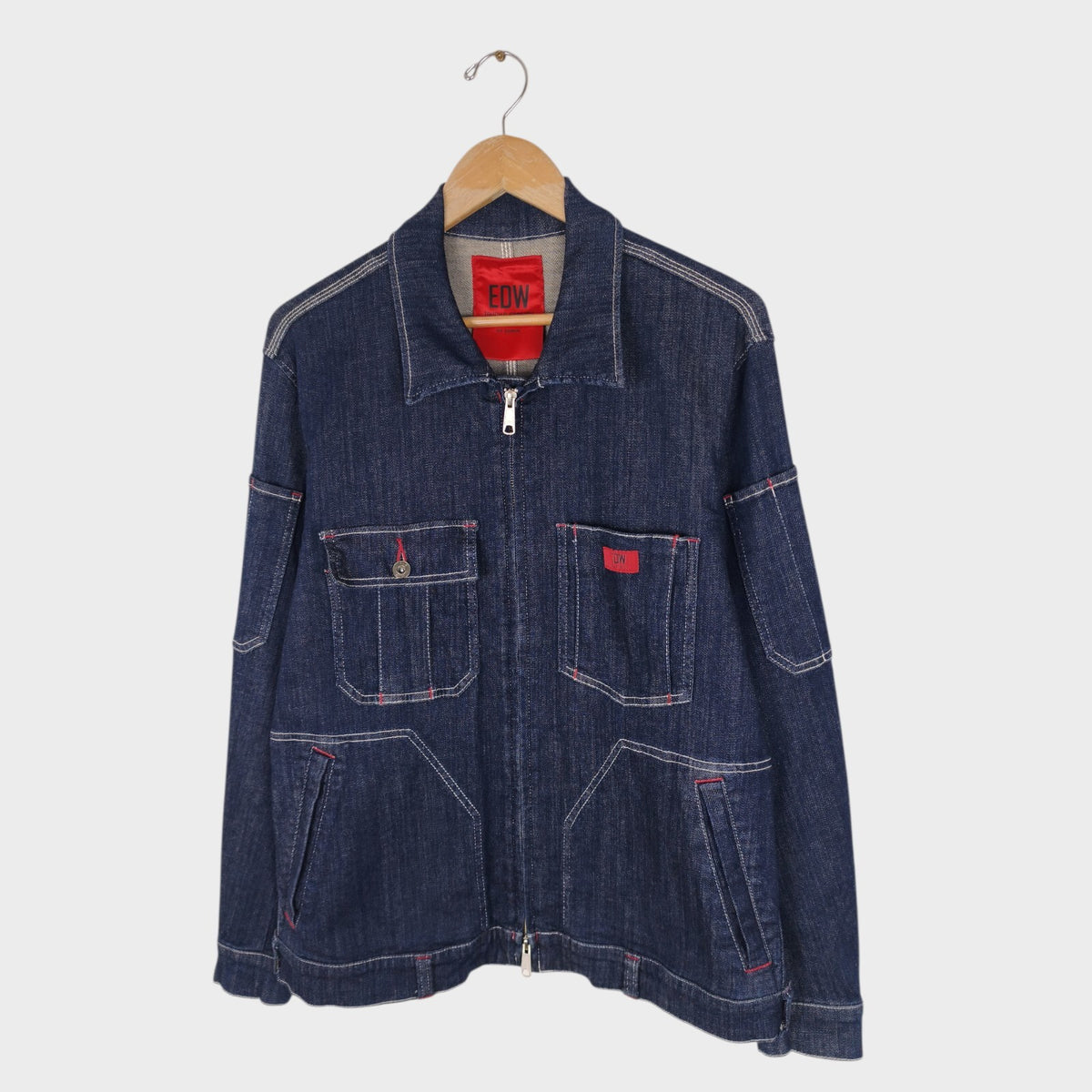 EDWIN Japan Men's Blue Denim Stretch Denim Utility Jacket