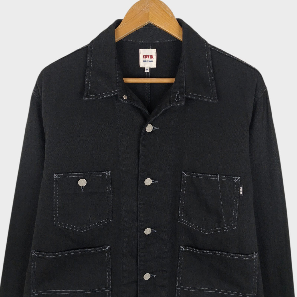 EDWIN Japan Men's Dark Grey Cropped Denim Chore Jacket