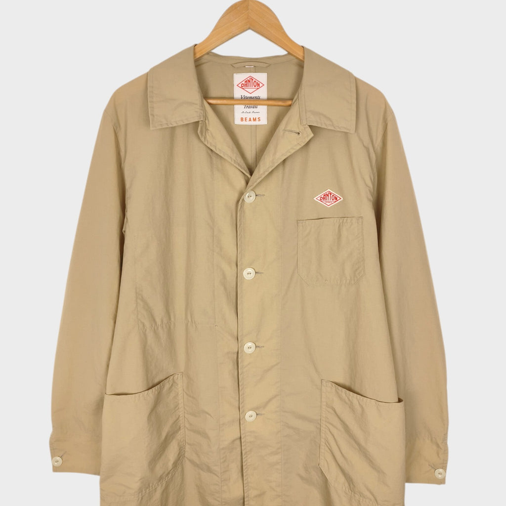DANTON Men's Made in Japan Light Beige/Khaki Nylon Coat Jacket
