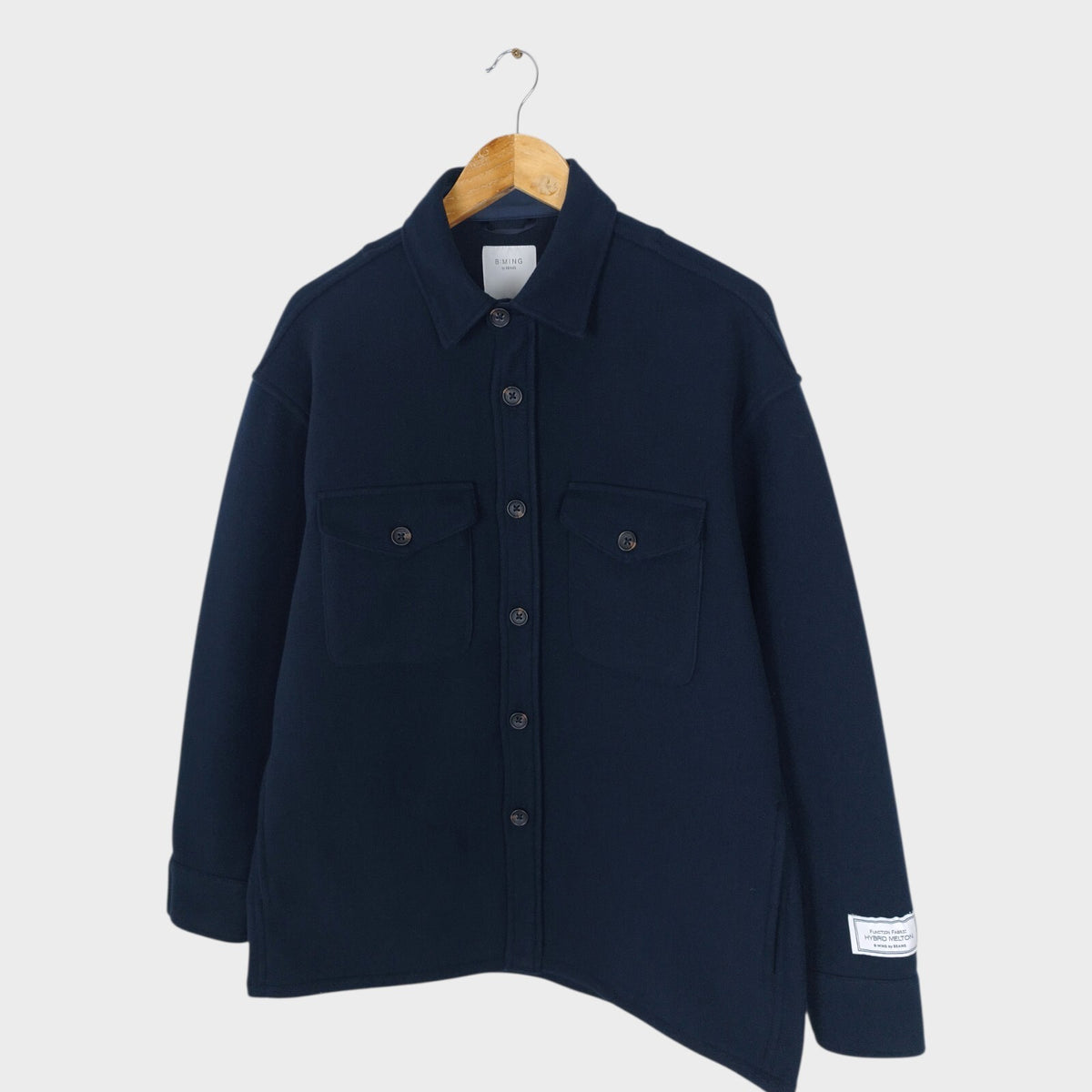 BEAMS B:MING Men's Navy Blue Hybrid Melton Fleece Blouson Jacket