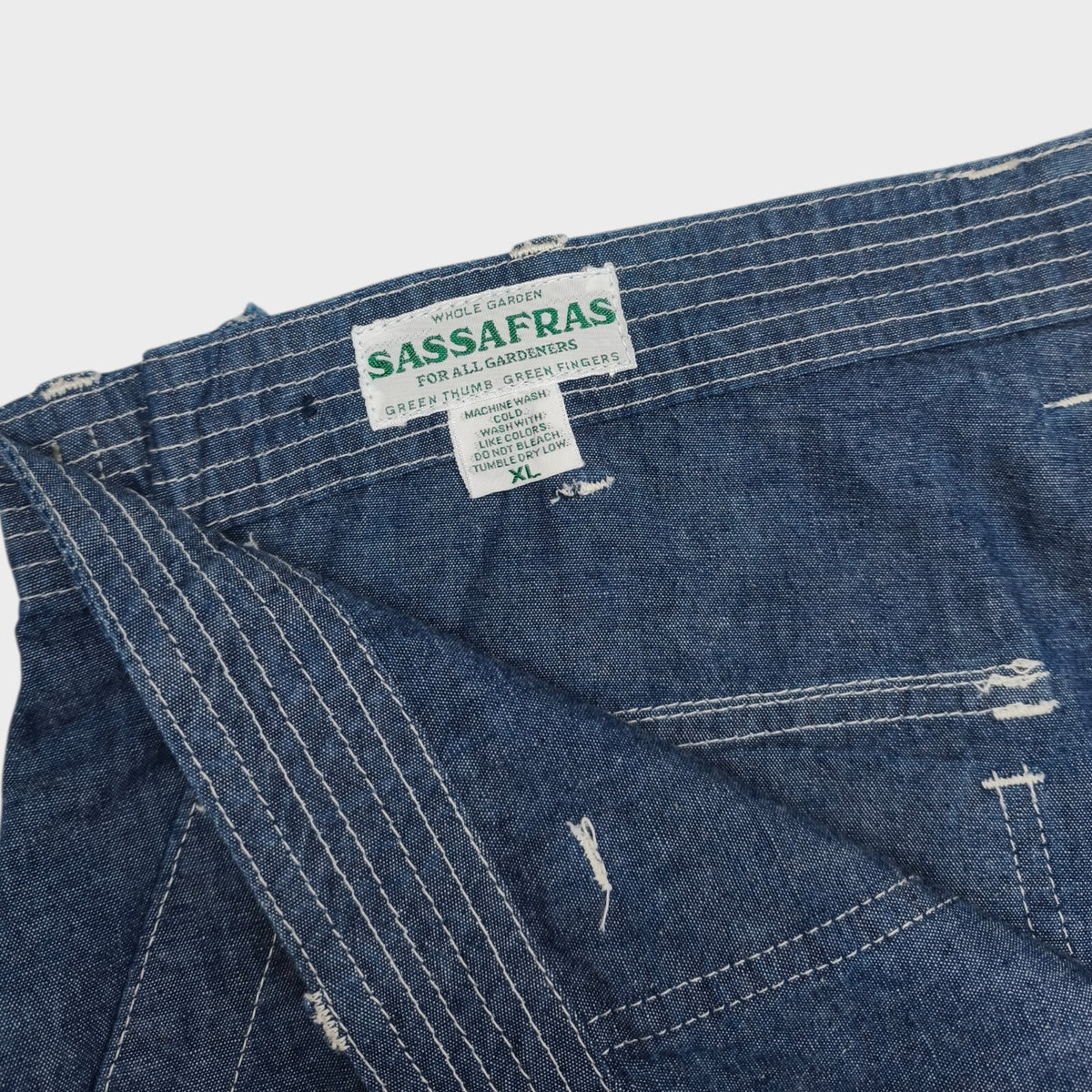 SASSAFRAS Men's Made in Japan Blue Chambray Feel Sun Cargo Shorts