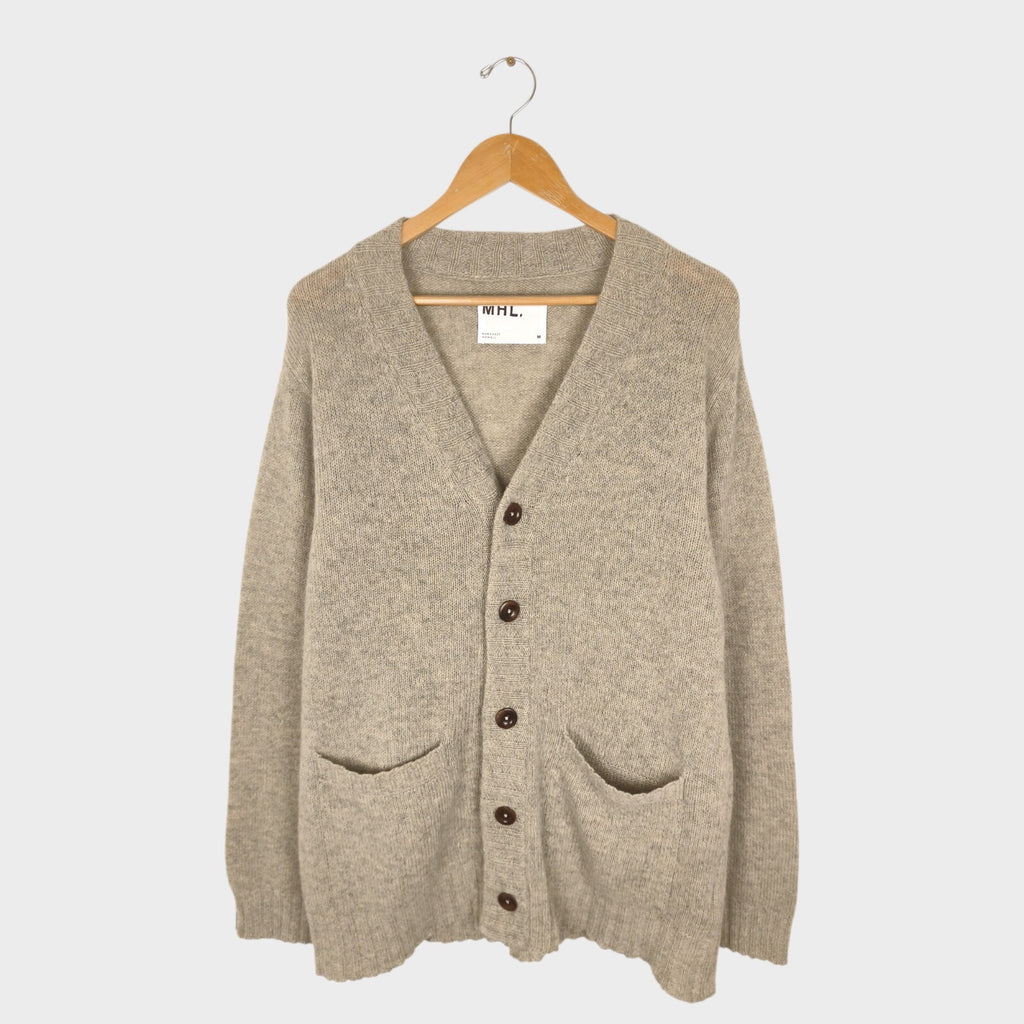 MHL MARGARET HOWELL Men's Oatmeal 100% Wool Knit Cardigan