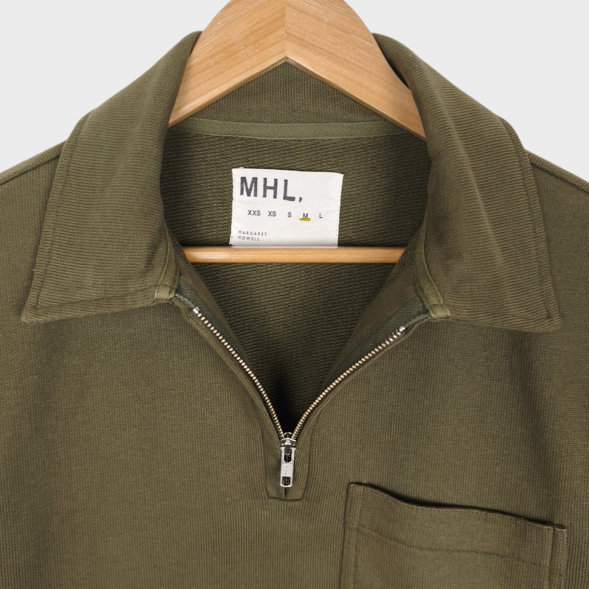 MHL MARGARET HOWELL Women's Olive Green Dry Loopback Jersey Track Sweatshirt