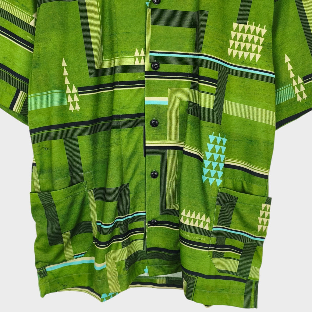 NORBIT BY HIROSHI NOZAWA Men's Green All-Over Print Aloha Shirt
