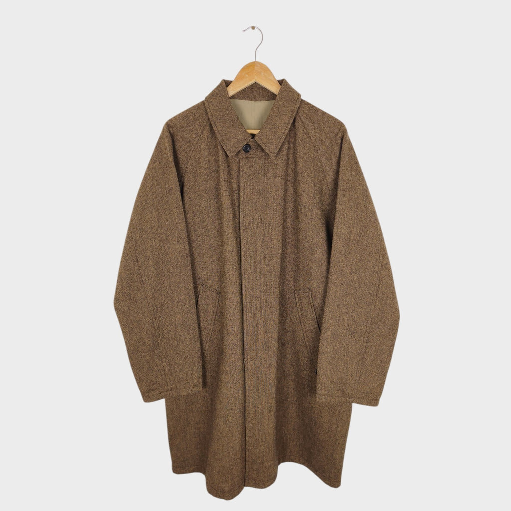 BEAMS PLUS Men's Brown Heavyweight 100% Wool Reversible Balmacaan Coat