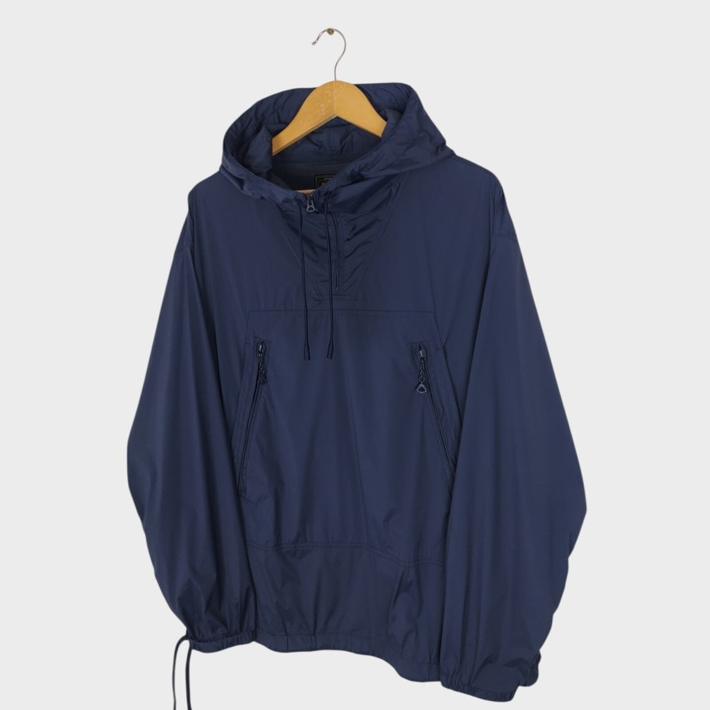 BEAMS PLUS Men's Navy Blue Oversized Fit Smock Anorak Parka Jacket
