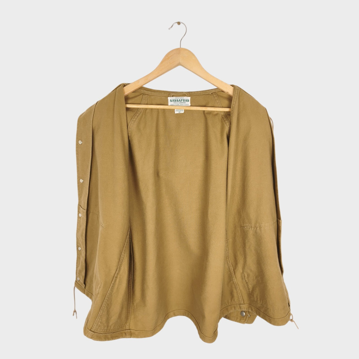 SASSAFRAS Men's Made in Japan Beige Canvas Cotton Bud Breaker Jacket