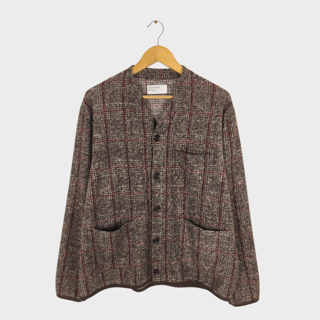 UNIVERSAL WORKS Men's Checked Wool Blend Cardigan
