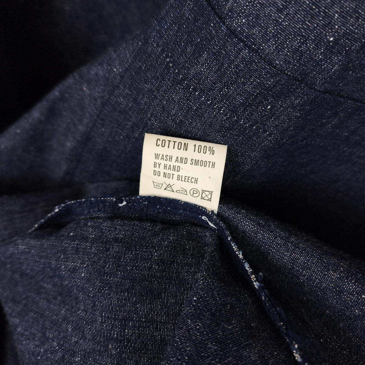 NEEDLE FACE Men's Made in USA Rigid Denim Shawl Collar Chore Jacket