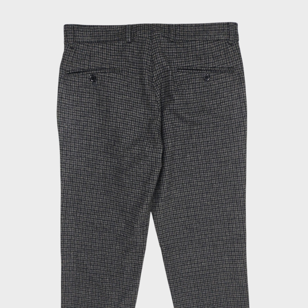 BURROWS & HARE Men's Made in England Checked Wool Pleated Trousers