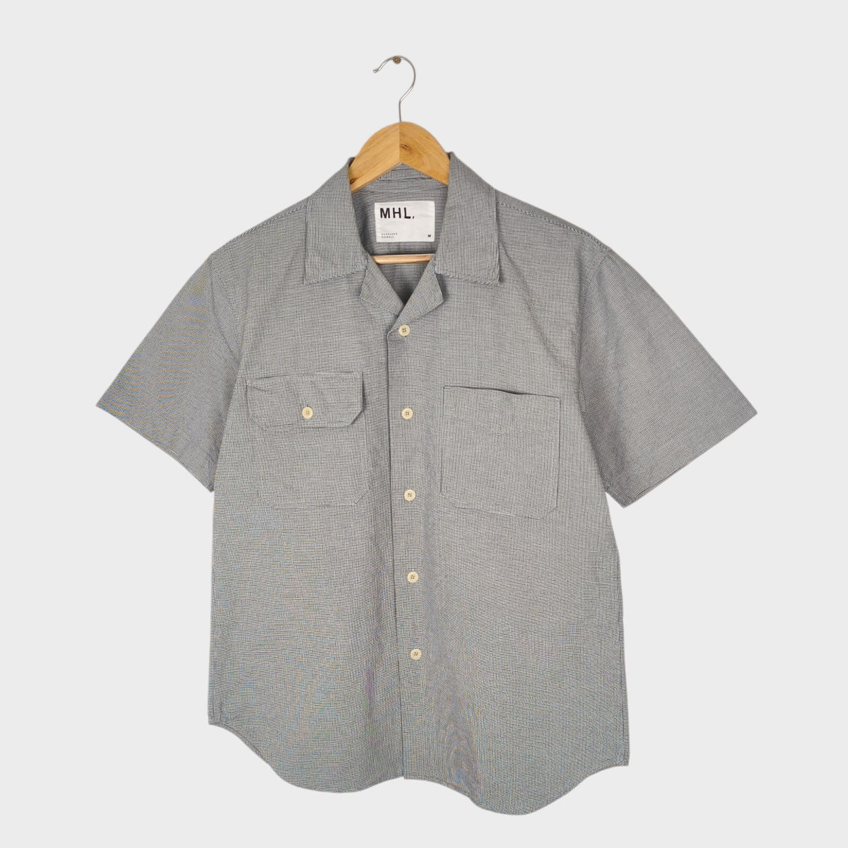 MHL MARGARET HOWELL Men's Short Sleeved Micro Dogtooth Shirt