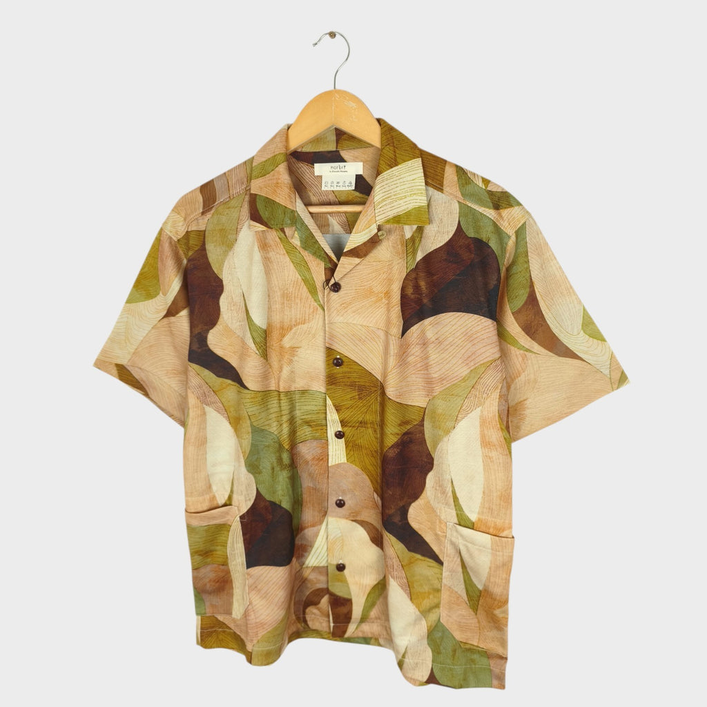 NORBIT BY HIROSHI NOZAWA Men's Leaf Camo Aloha Shirt