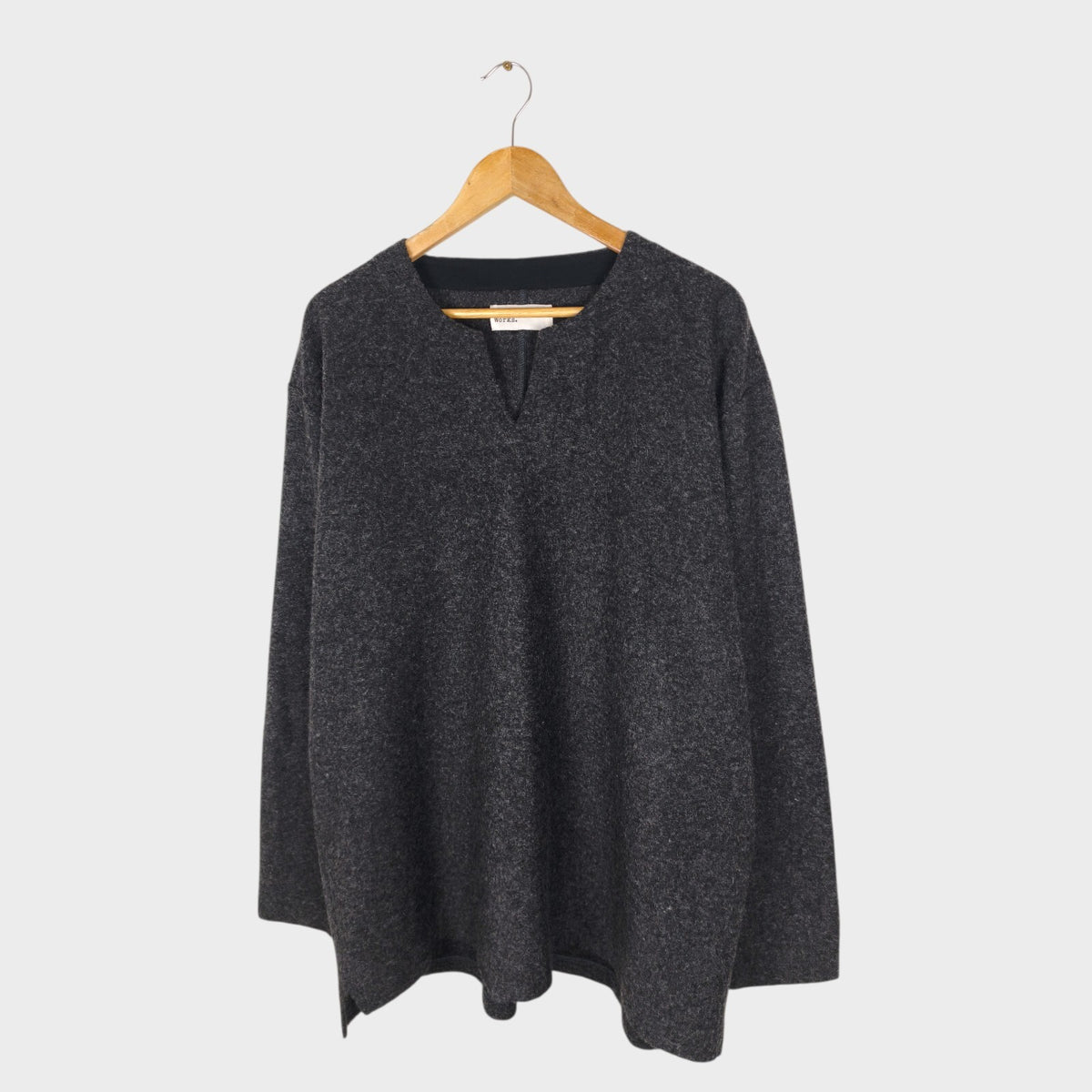 UNIVERSAL WORKS Men's Grey Wool Blend Split Neck Pullover Jumperr