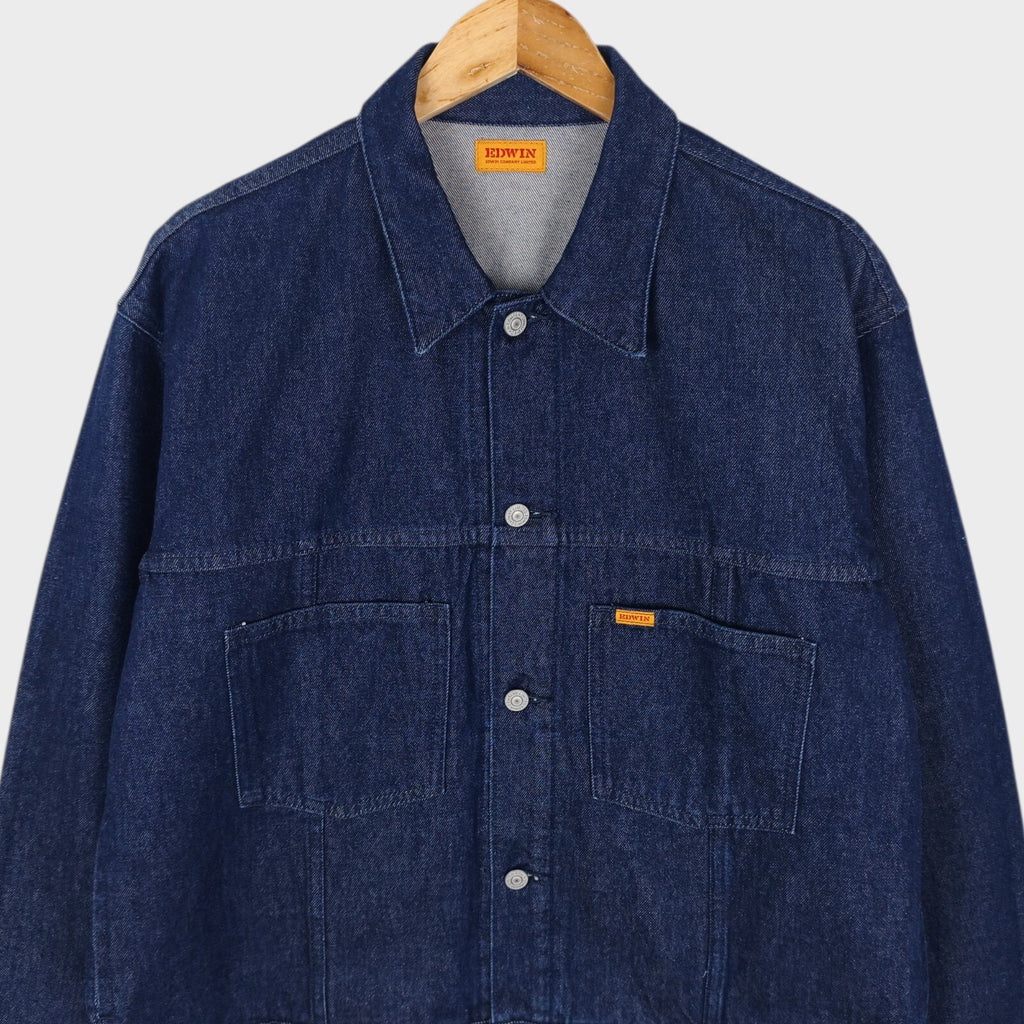 EDWIN Japan Men's Dark Blue Denim Trucker Jacket