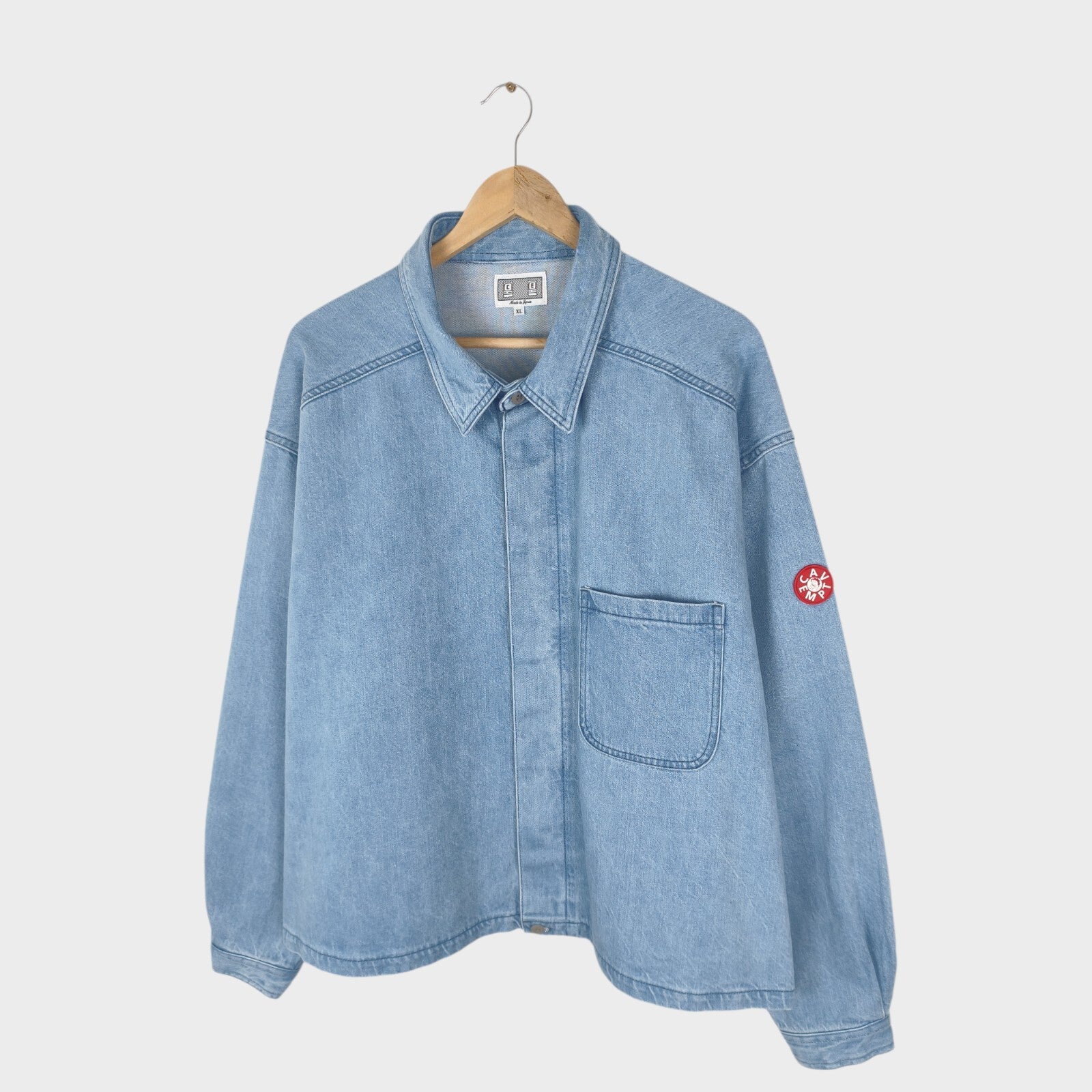 CAV EMPT Men's Made in Japan Washed Blue Short Denim Jacket