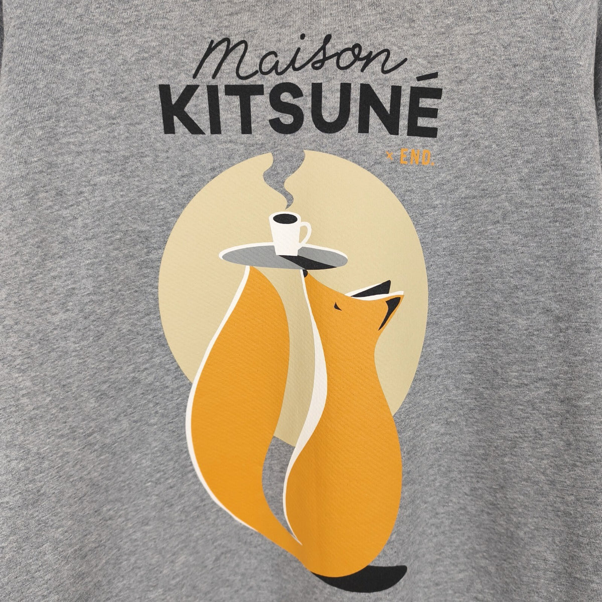 MAISON KITSUNE Men's Grey Fox Print Crewneck Cotton Sweatshirt