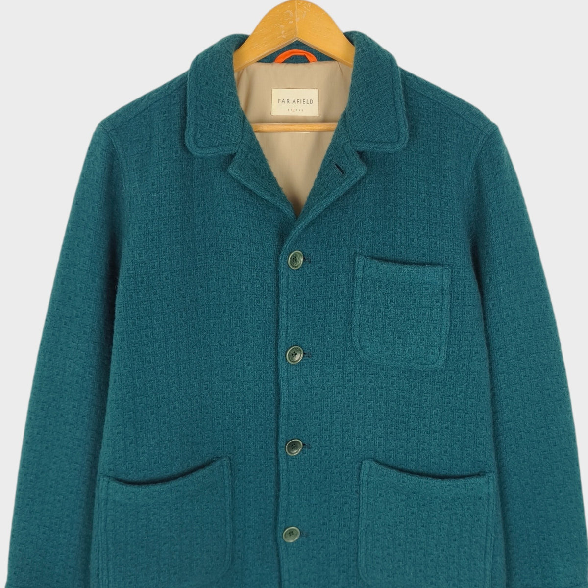 FAR AFIELD Men's Teal Wool BlendTextured Jacquard Station Chore Jacket